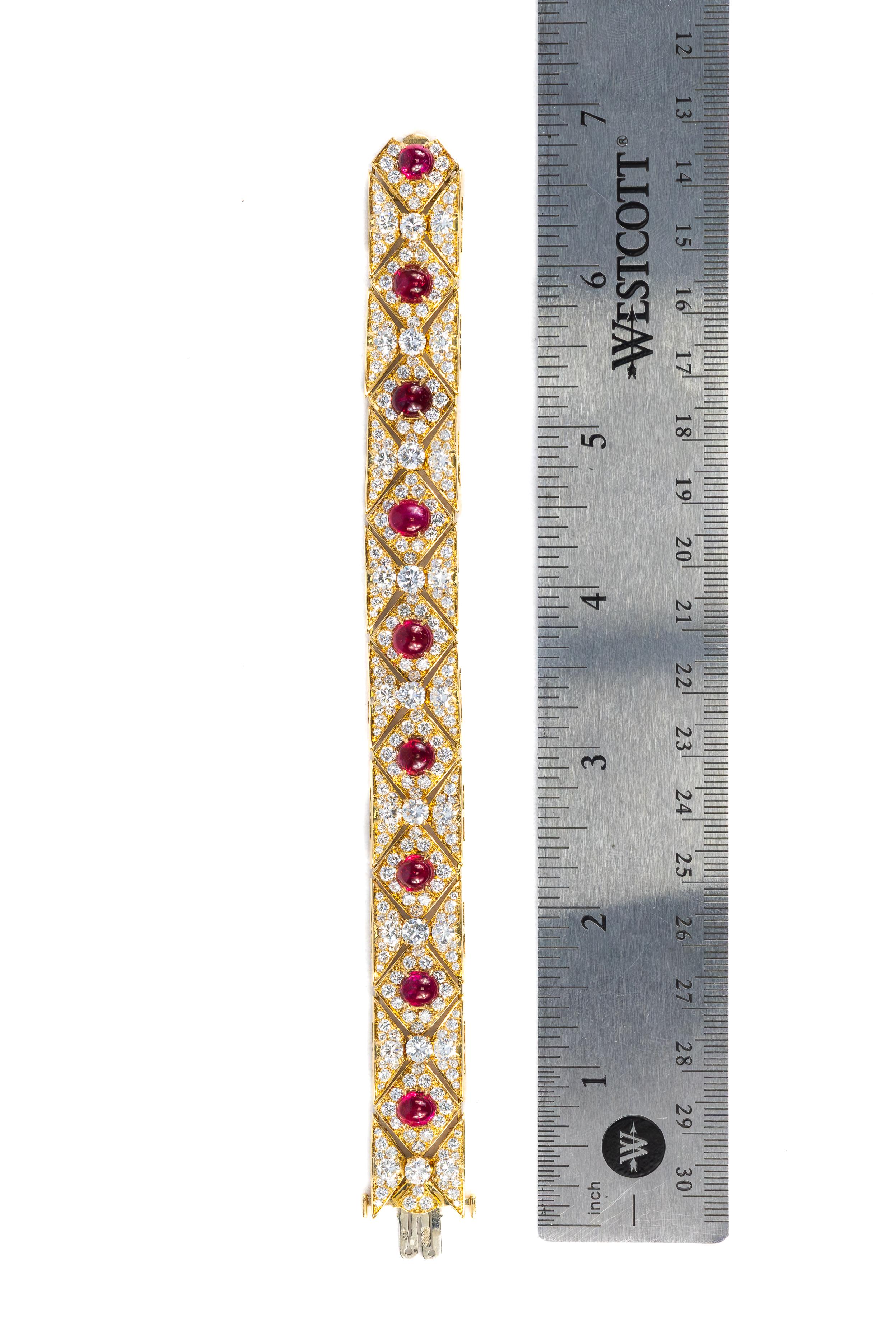  Harry Winston Bracelet en rubis cabochon et diamants Unisexe 