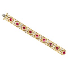 Harry Winston Bracelet en rubis cabochon et diamants