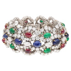 HARRY WINSTON Cabochon Sapphire, Emerald, Ruby and Diamond Bracelet