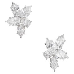 Harry Winston Classic Diamond Cluster Earrings in Platinum and 18K Gold