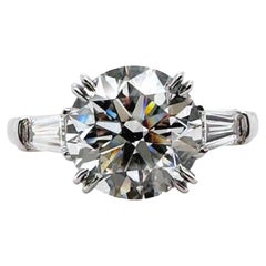 Harry Winston Diamond Engagement Ring Round 2.30 cts F VS2 With Baguettes