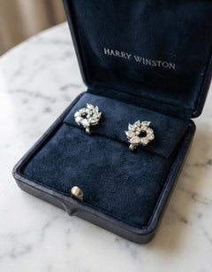 Harry Winston Cluster Diamond Earrings Approximately 4.75 Carats