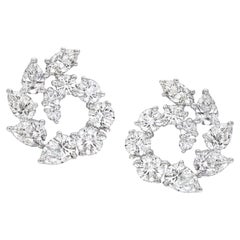 Harry Winston Cluster Diamond Earrings Approximately 4.75 Carats