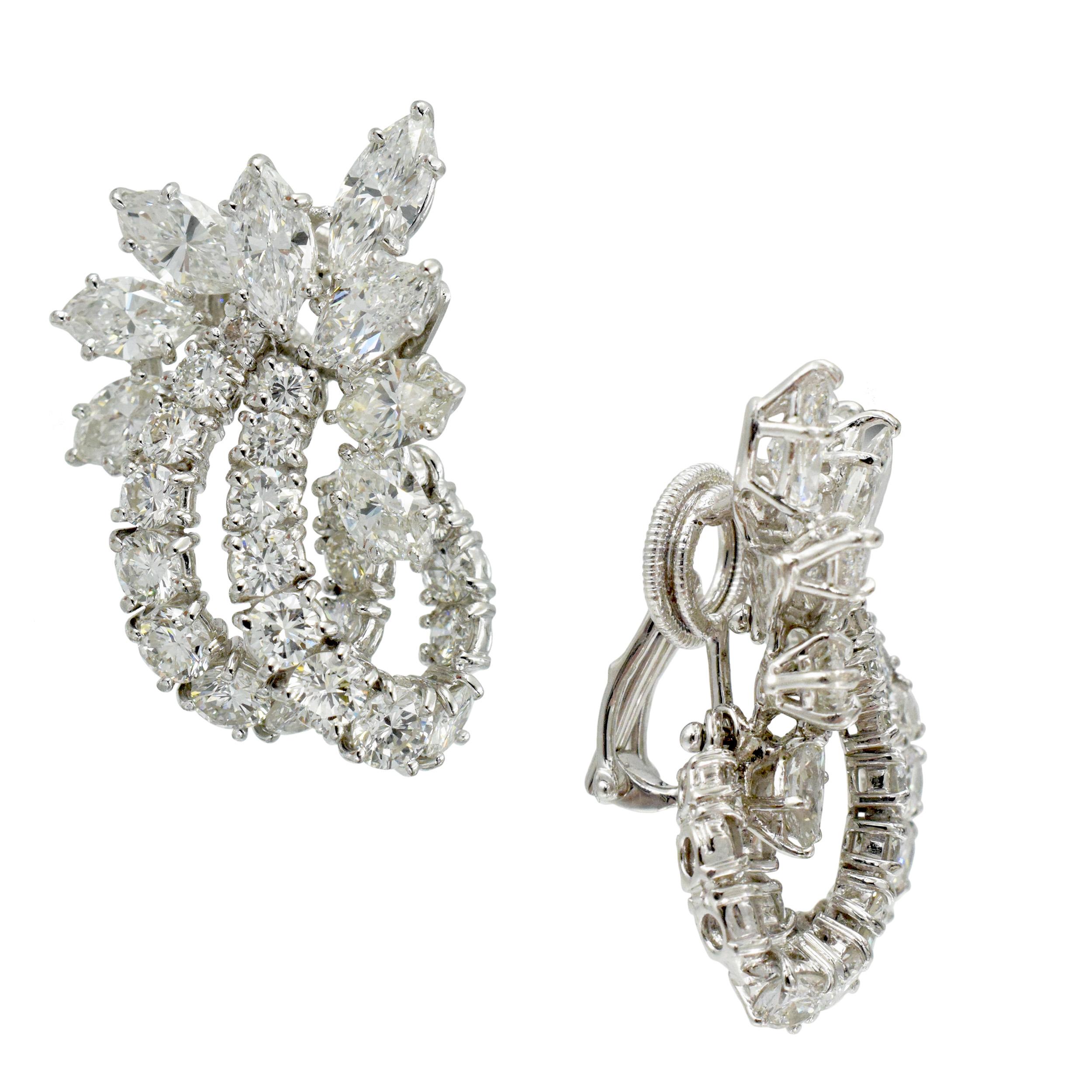 Taille Marquise Harry Winston Boucles d'oreilles grappe de diamants  en vente