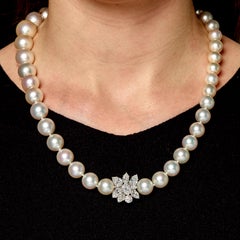 Harry Winston Cluster Pearl Platinum Diamond Necklace