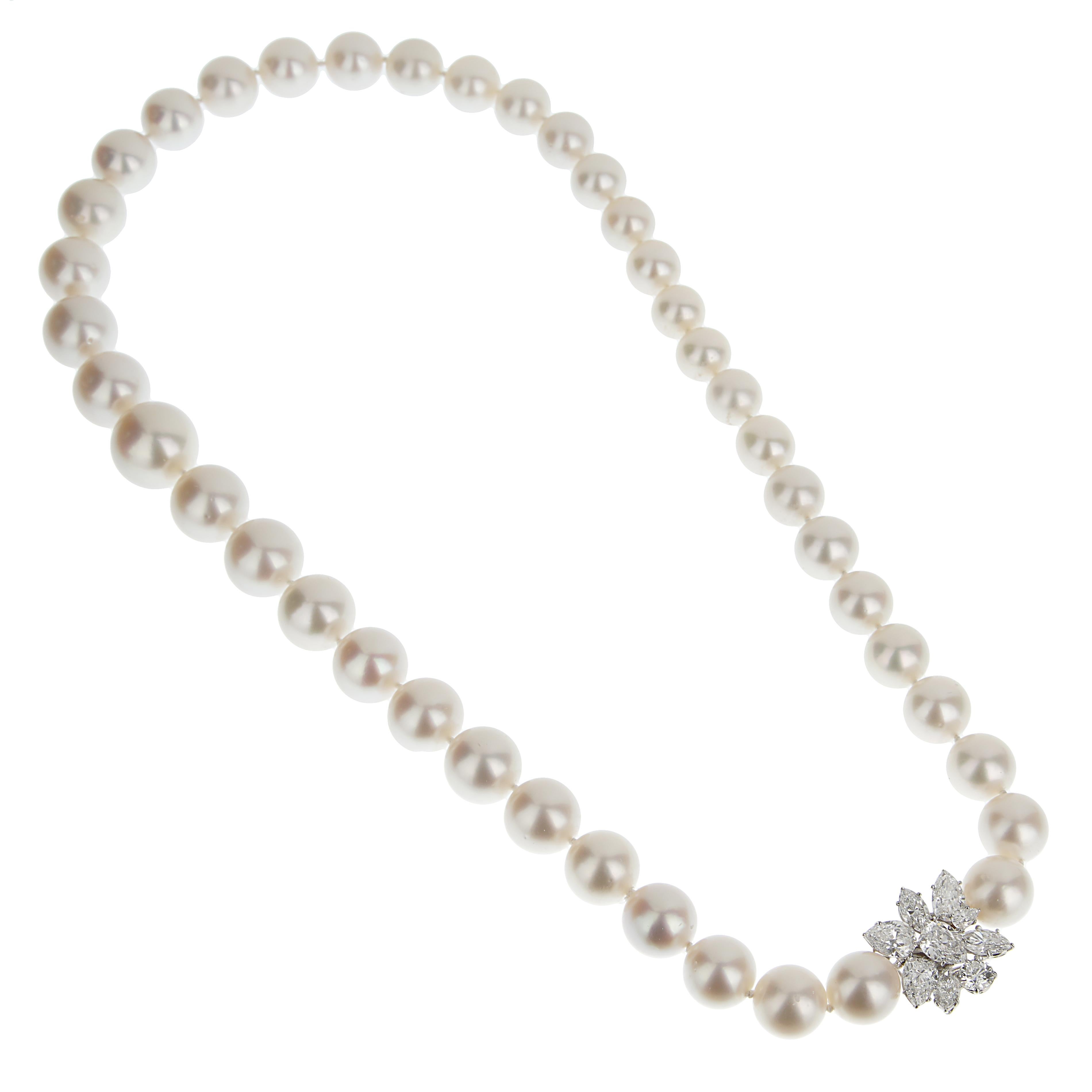 da uomo o donna Harry Winston - Collana con perle e diamanti in platino in vendita