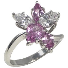 Harry Winston "Cluster" Platinum Diamond and Sapphire Ring