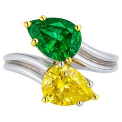 Harry Winston Colombian Emerald & Fancy Vivid Yellow Diamond Platinum