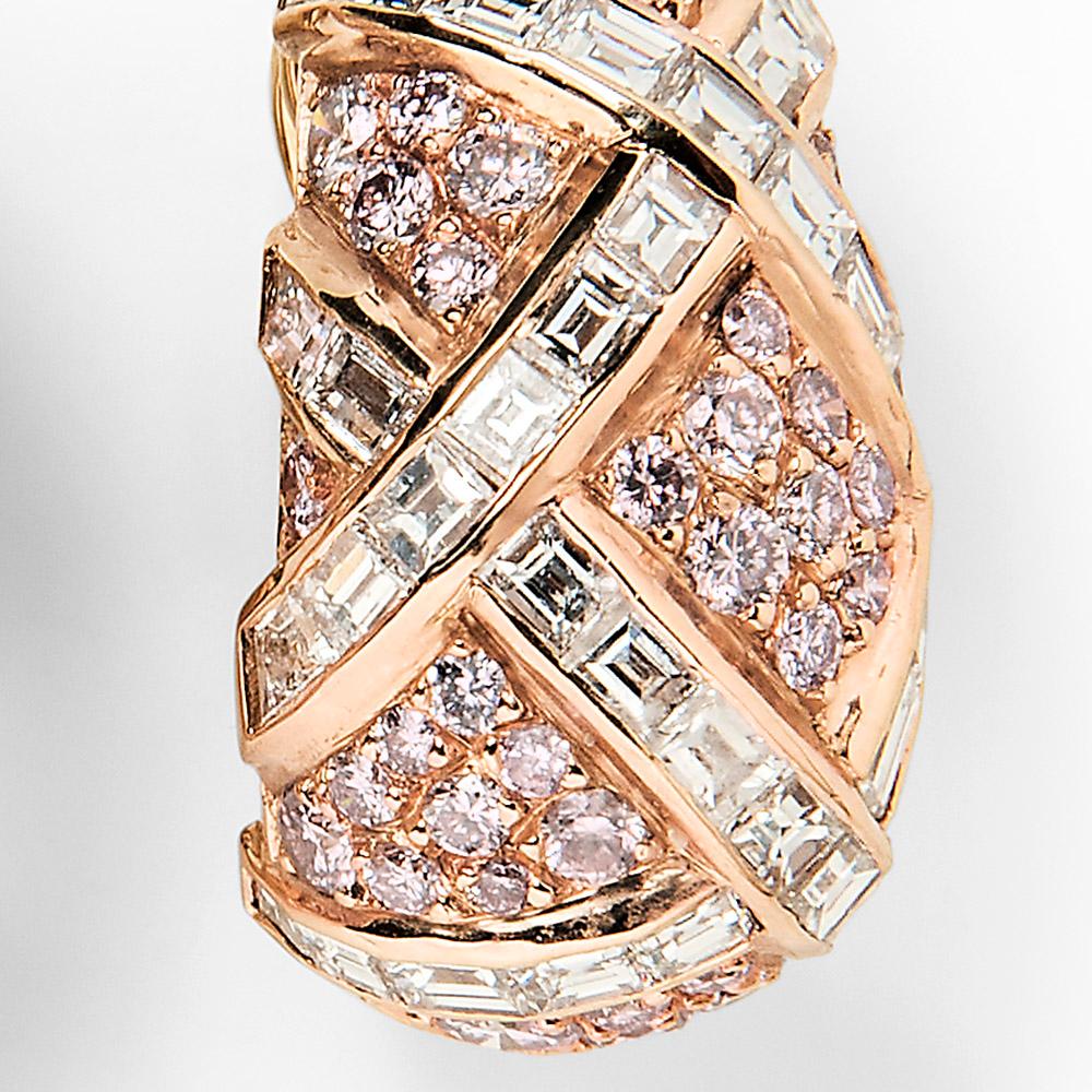 Baguette Cut Harry Winston Colored Diamond and Diamond Earrings
