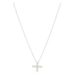 Harry Winston Cross Pendant Necklace Platinum with Diamonds Mini