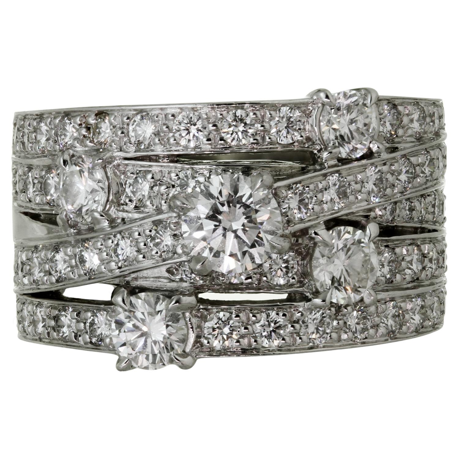 Harry Winston Crossover Diamant Platin-Ring Papiere 54 im Zustand „Hervorragend“ im Angebot in New York, NY