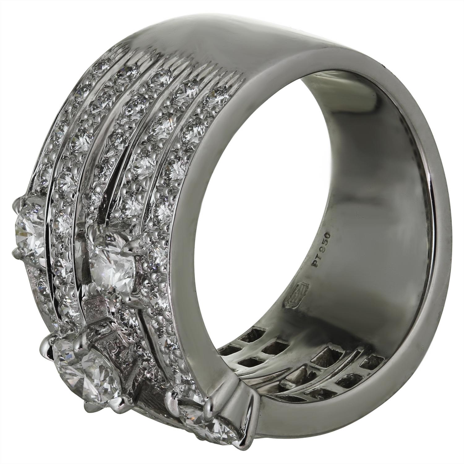 Brilliant Cut Harry Winston Crossover Diamond Platinum Ring Papers 54 For Sale