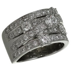 Used Harry Winston Crossover Diamond Platinum Ring Papers 54