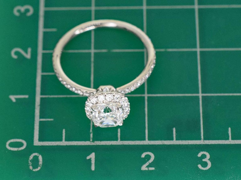 Harry Winston Cushion Cut Diamond Platinum Micropave ...