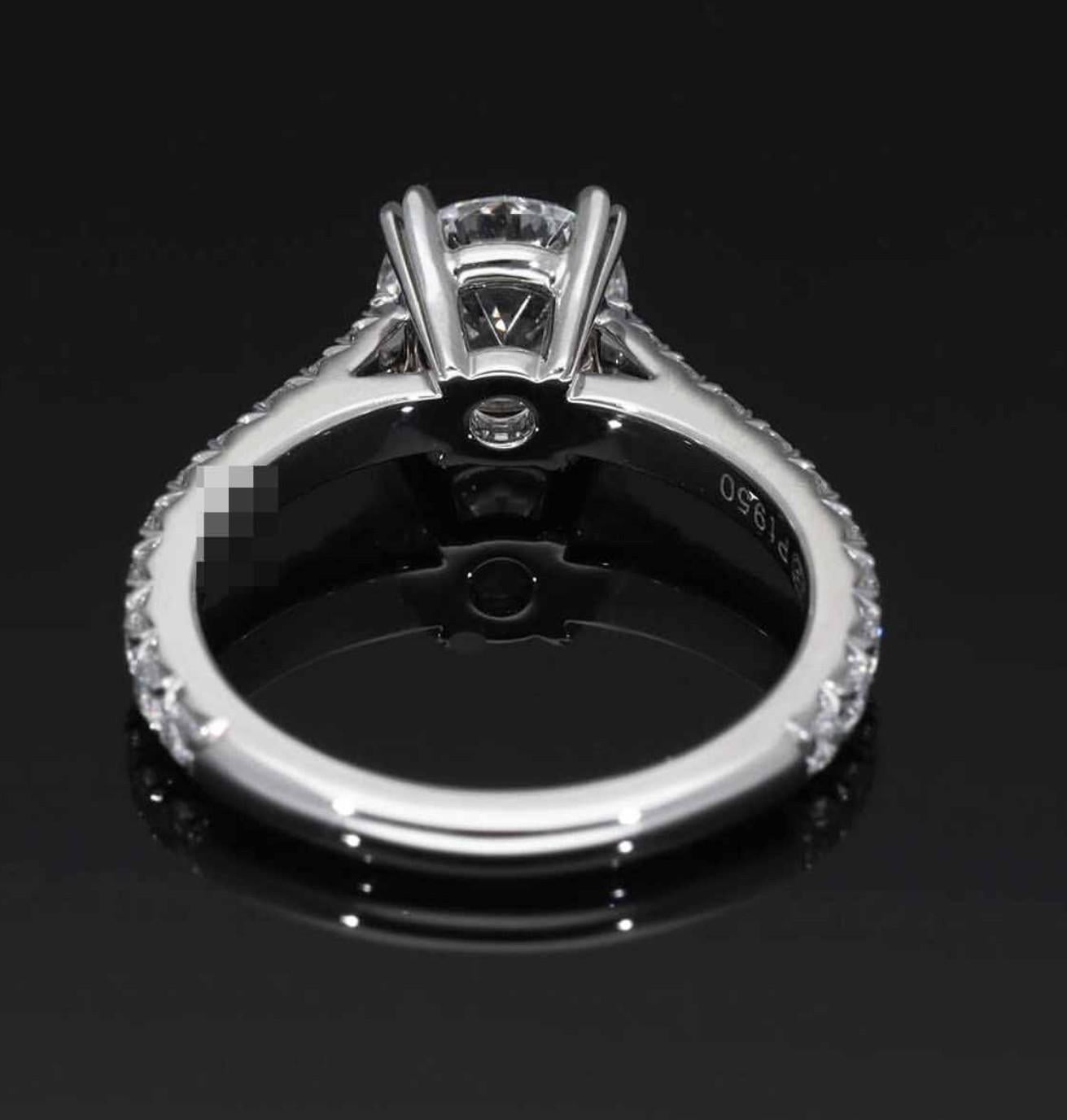 HARRY WINSTON Diamond 1.01ct F-VS2-3Ex Platinum Brilliant Love Ring US 3 3/4 For Sale 9