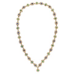 Vintage Harry Winston Diamond and Cabochon Sapphire, Emerald Necklace/Bracelet