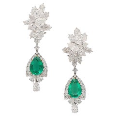 HARRY WINSTON Diamond and Emerald Ear Clips