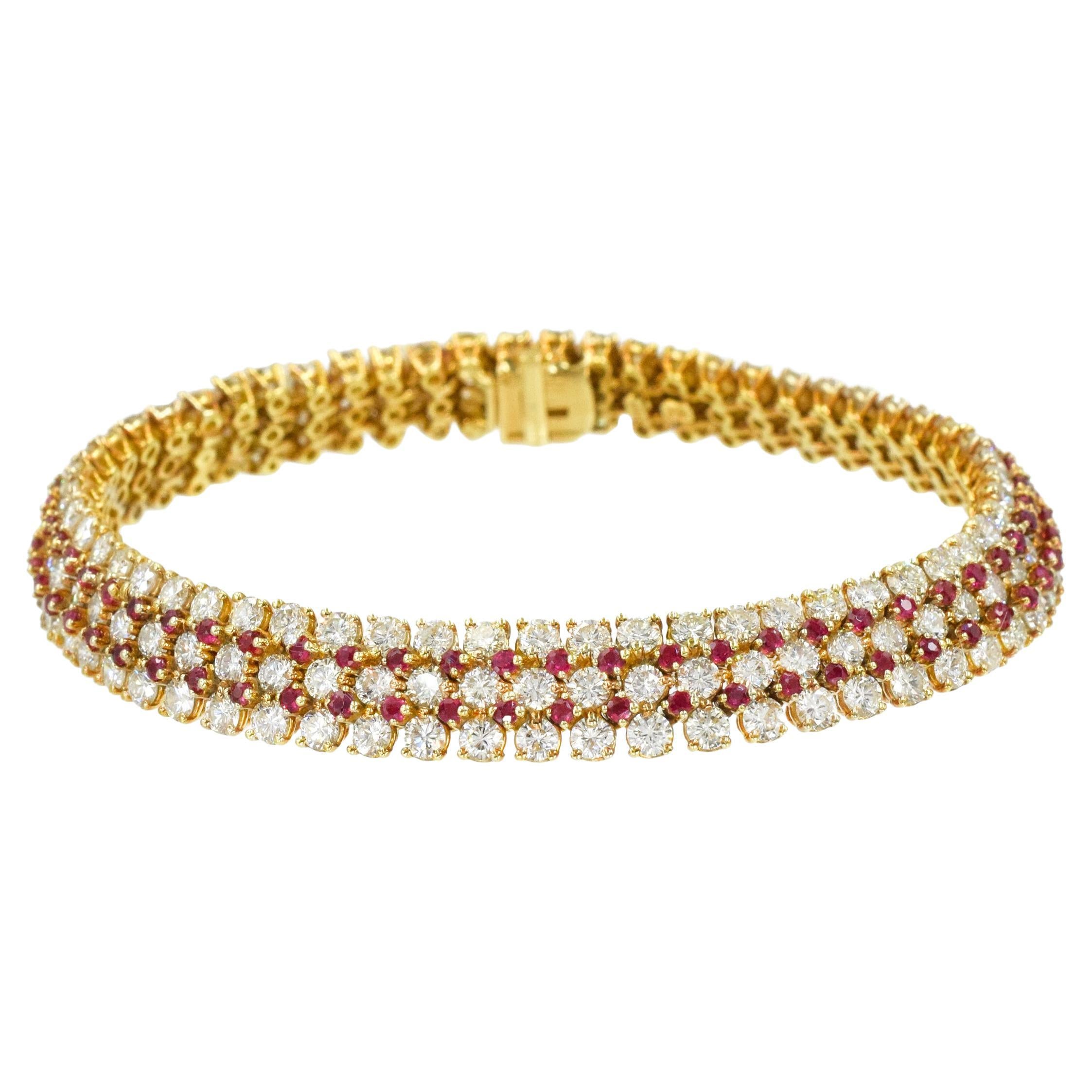 Harry Winston Diamond and Ruby Bracelet For Sale