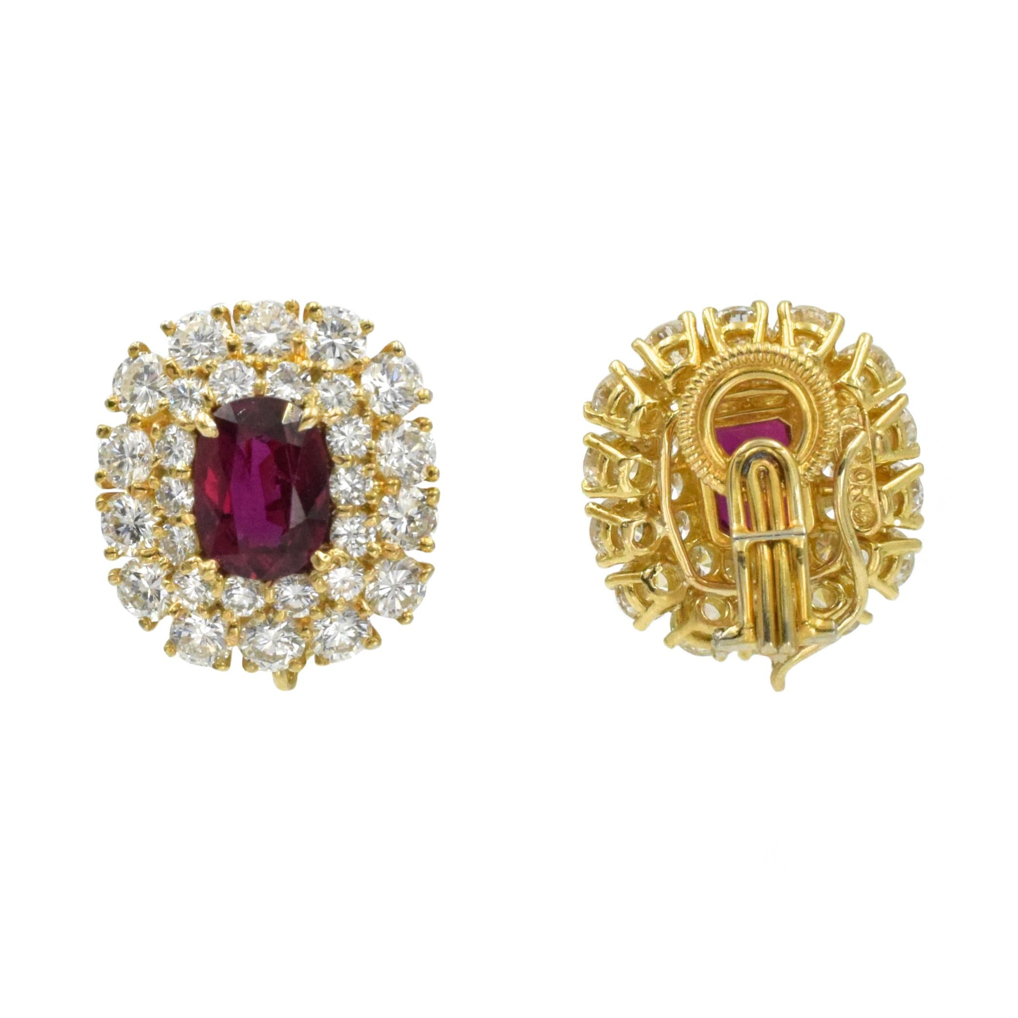 Harry Winston Diamond and Ruby Earrings 1