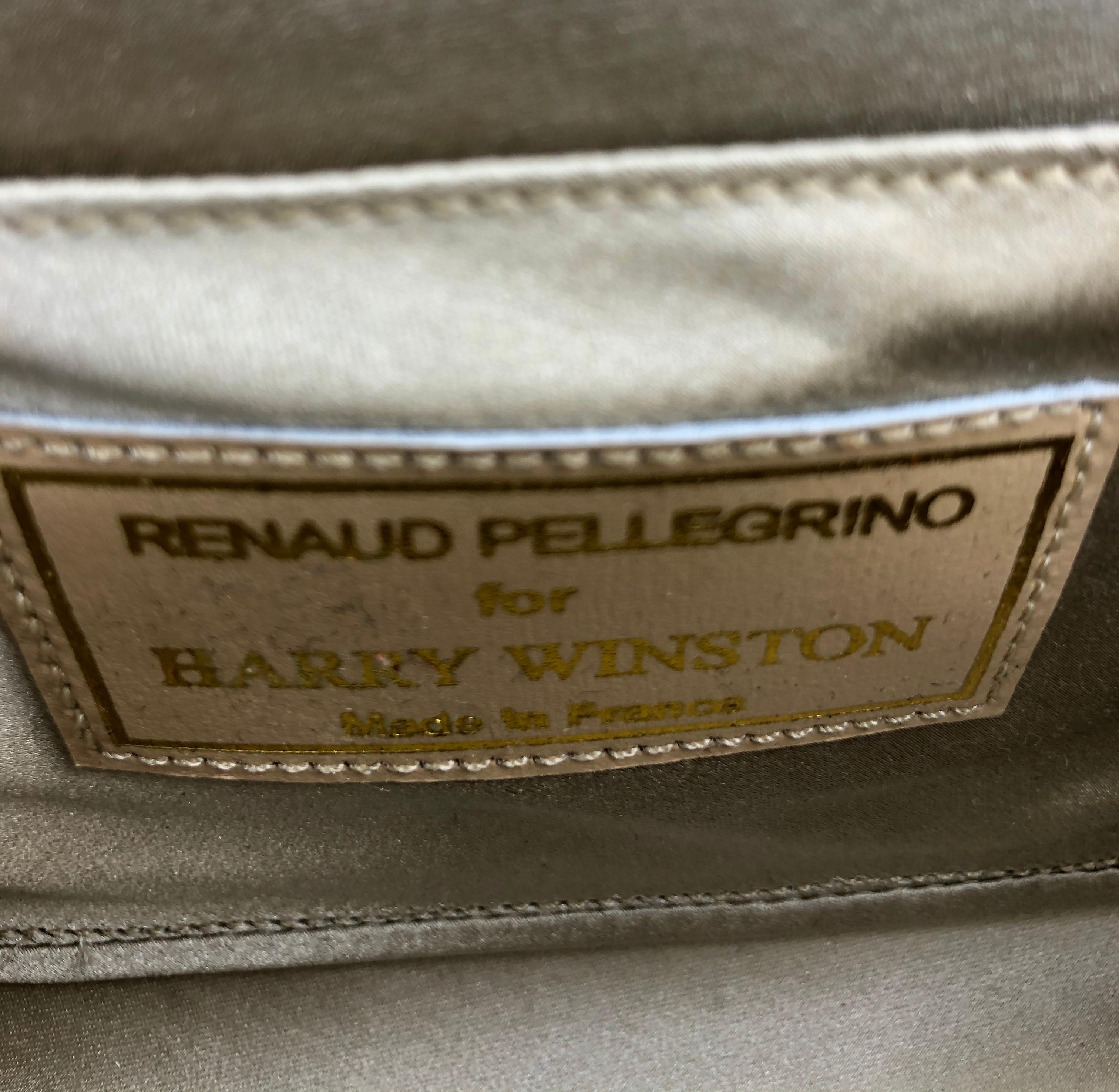 Harry Winston Diamond White Gold Beige and Black Silk Evening Bag (Sac de soirée en soie beige et noire) Bon état - En vente à New York, NY