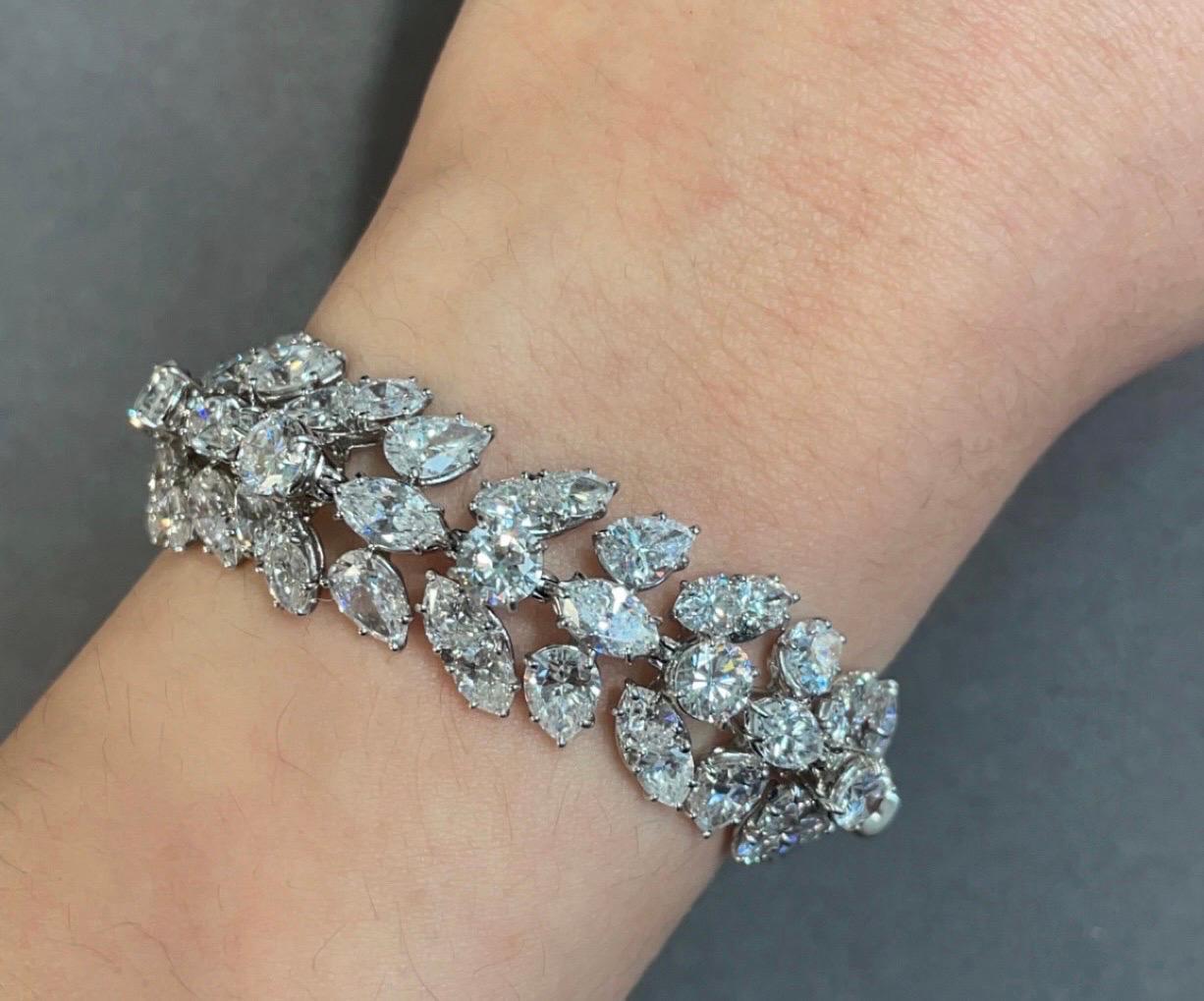 Harry Winston Diamond Bracelet 
N
A beautiful Harry Winston cluster bracelet set with approximately 42 carats of diamonds

Made in 1965

Accompanied by an IAJA letter of authenticity stating that the bracelet is a genuine Winston item.

Approximate