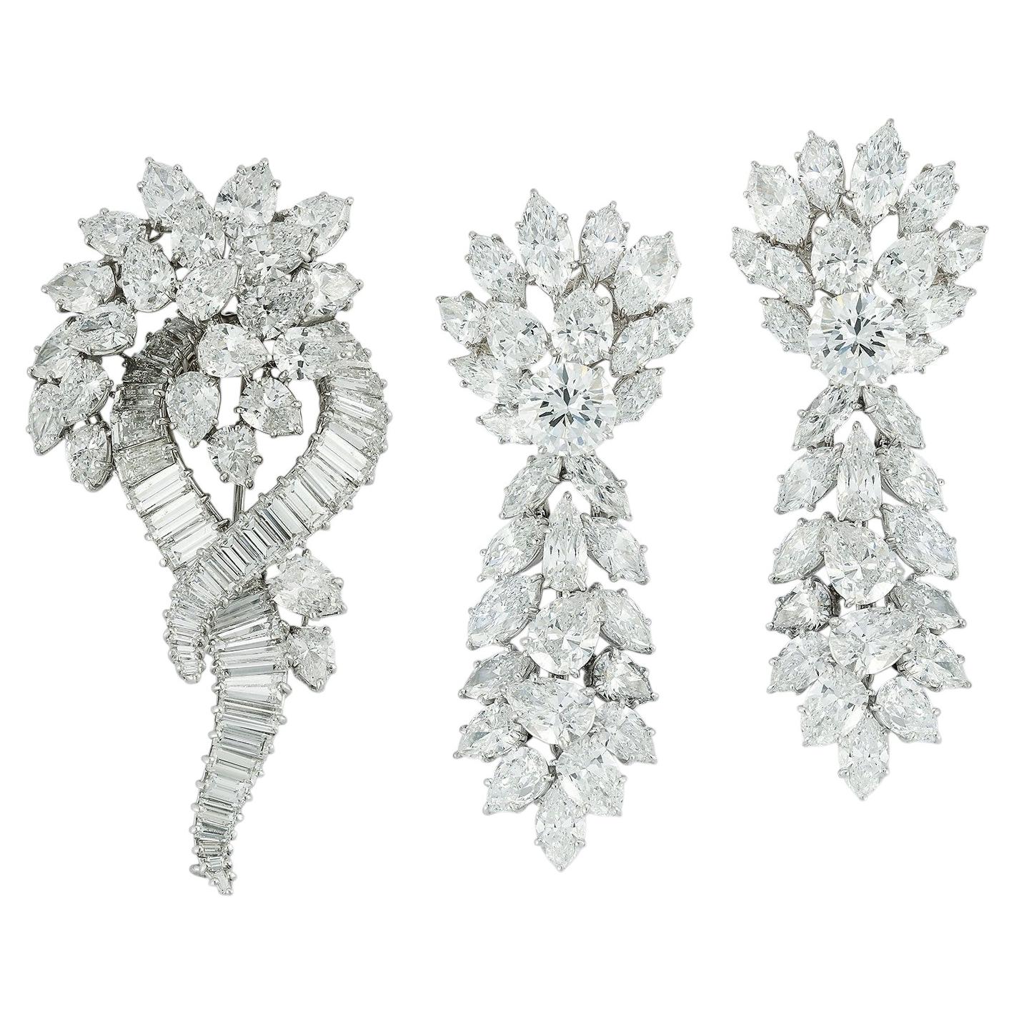 Conjunto de broche y pendientes de diamantes de Harry Winston en venta