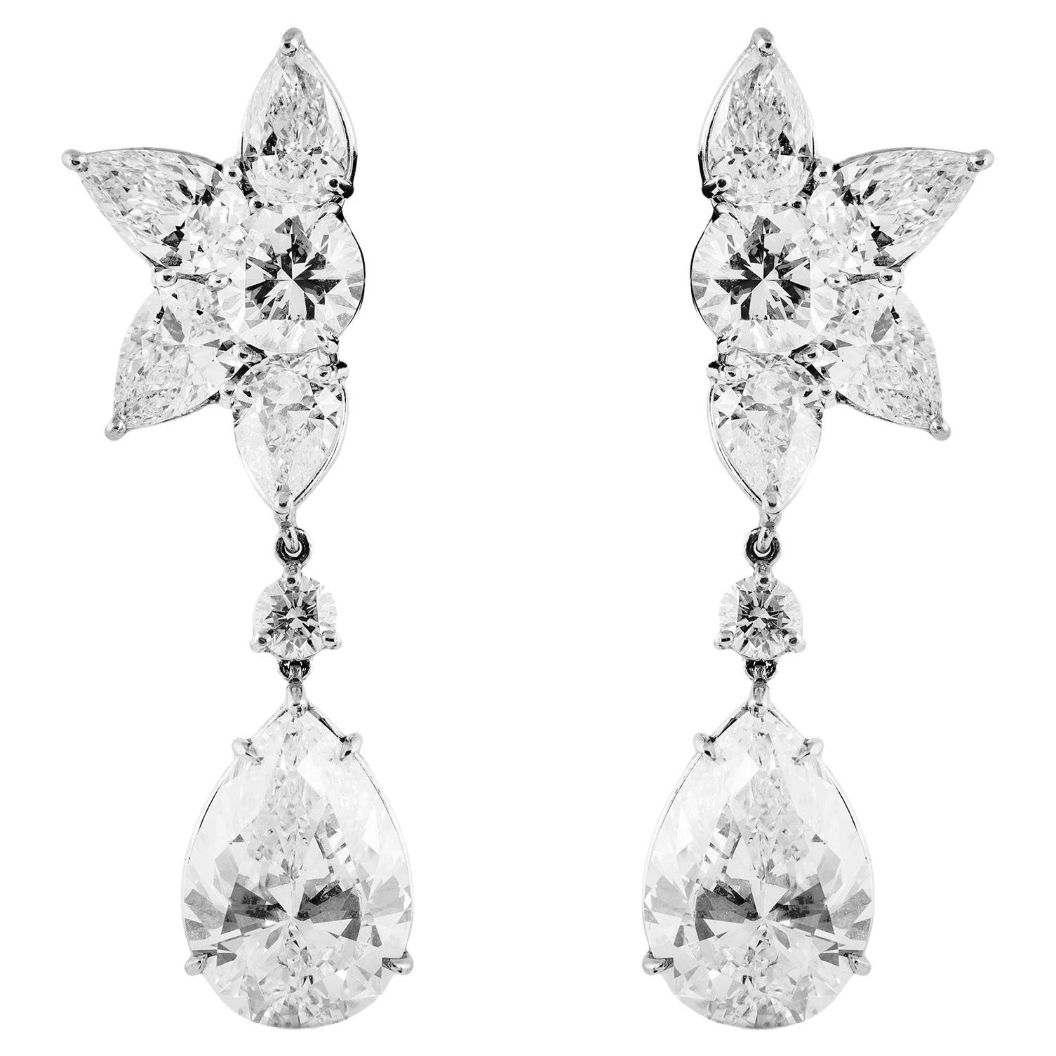 Harry Winston Diamond Cluster and Pear Drop Earrings