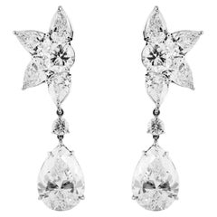 Vintage Harry Winston Diamond Cluster and Pear Drop Earrings