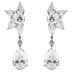 Retro Harry Winston Diamond Cluster and Pear Drop Earrings