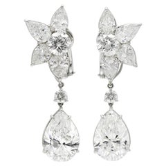 Harry Winston Diamond Cluster and Pear-Shaped Dangle Earrings