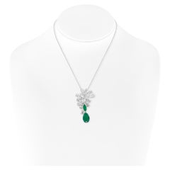 Harry Winston Diamond Cluster and Pear Shaped Emerald Drop Brooch/Pendant