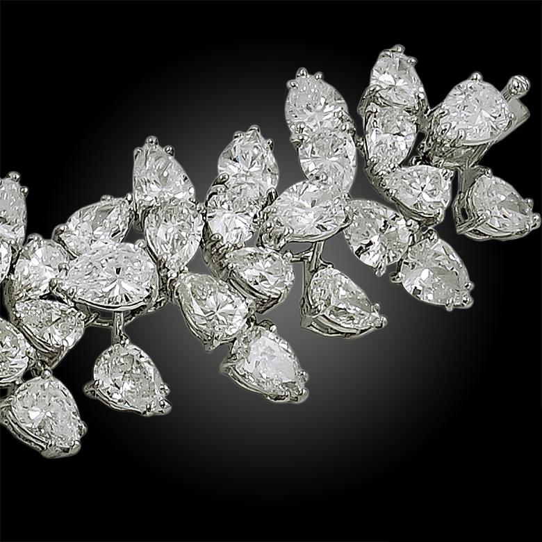 Harry Winston Diamond Platinum Cluster Bracelet For Sale at 1stDibs ...