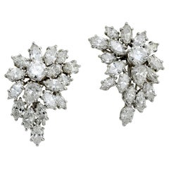 Harry Winston Vintage 1960s Diamond Cluster Certified Earrings
