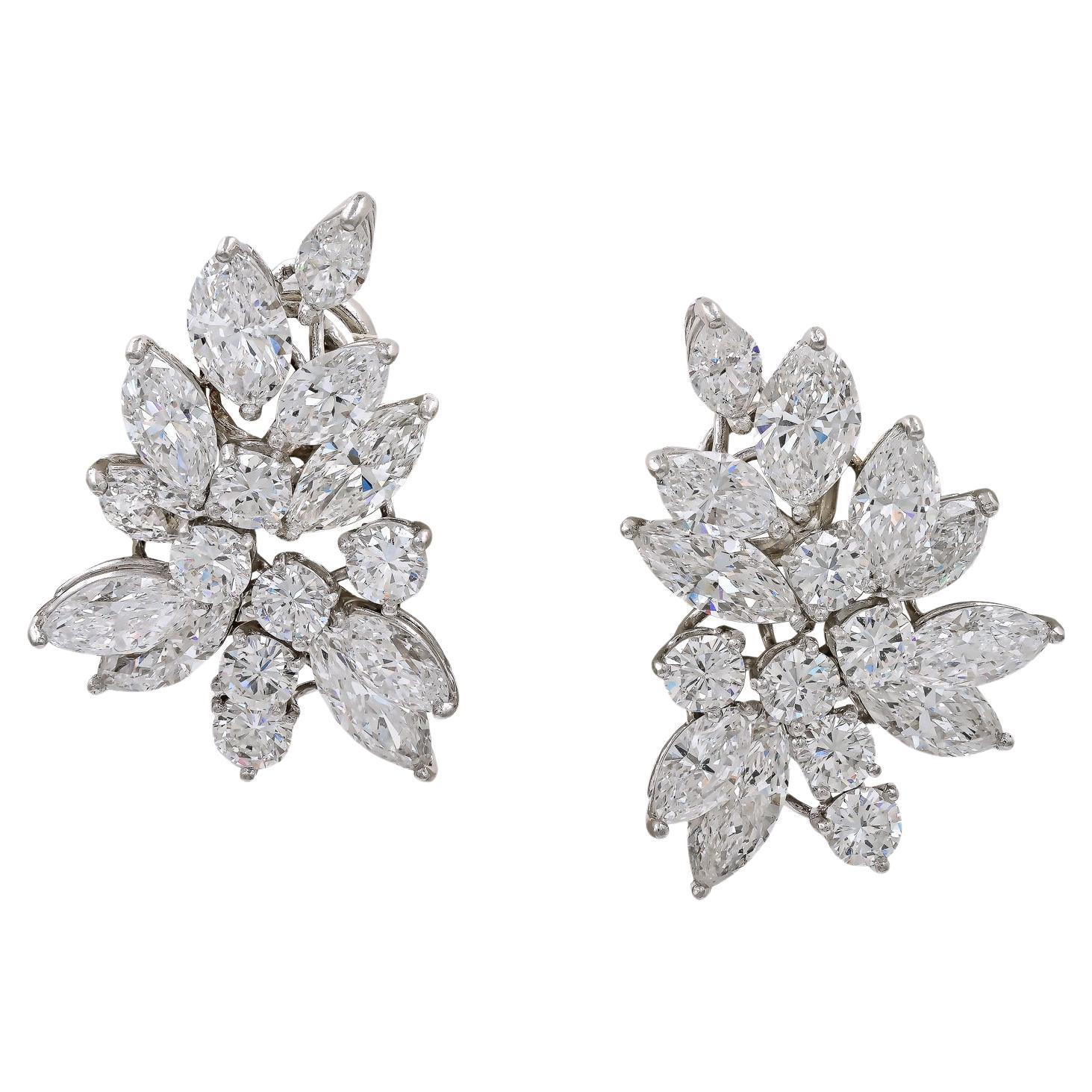 Harry Winston Diamond Cluster Earrings For Sale