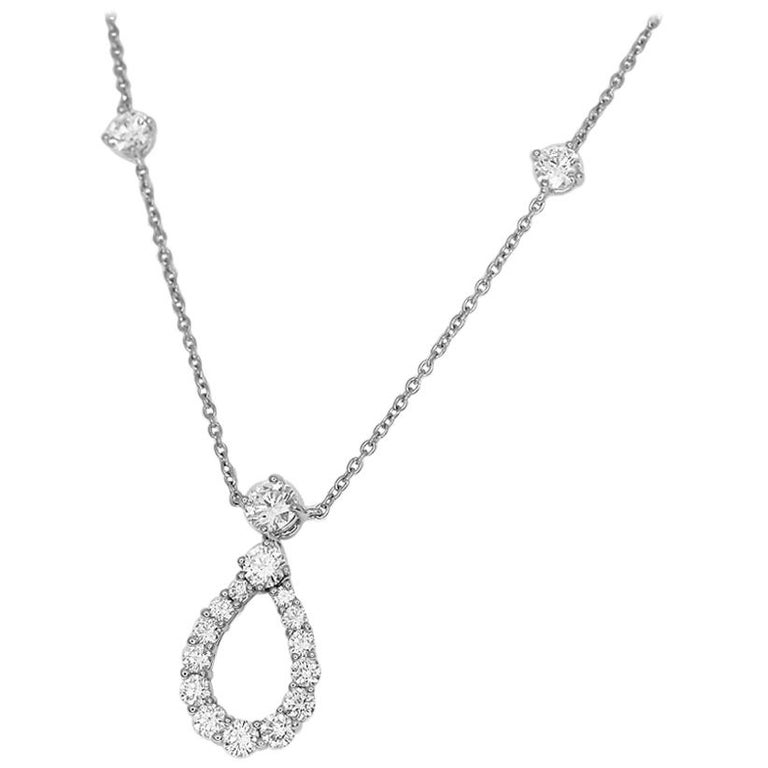 Harry Winston Diamond Loop Diamond Pendant on a Rondelle Chain Platinum