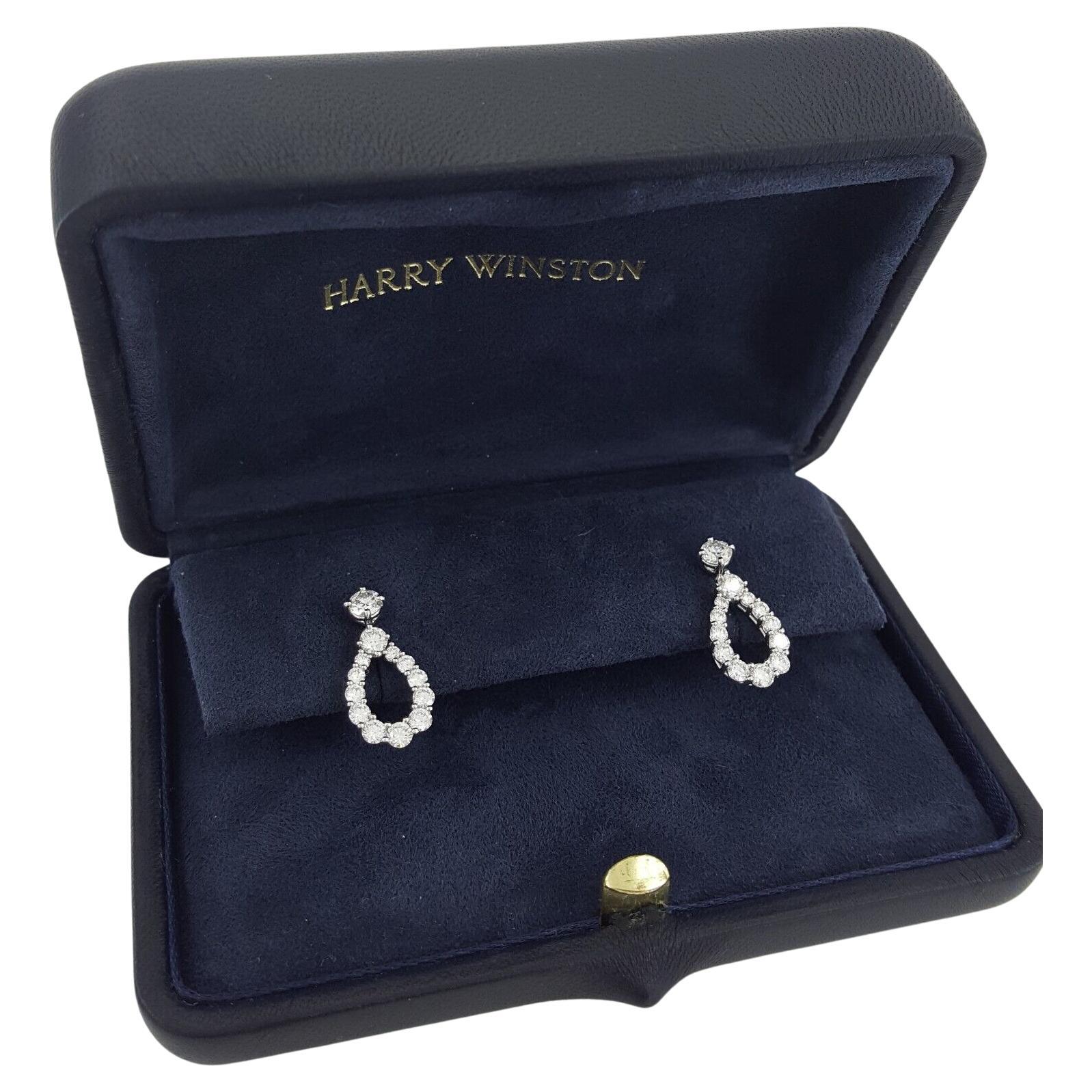 Harry Winston Diamond Loop Earrings For Sale