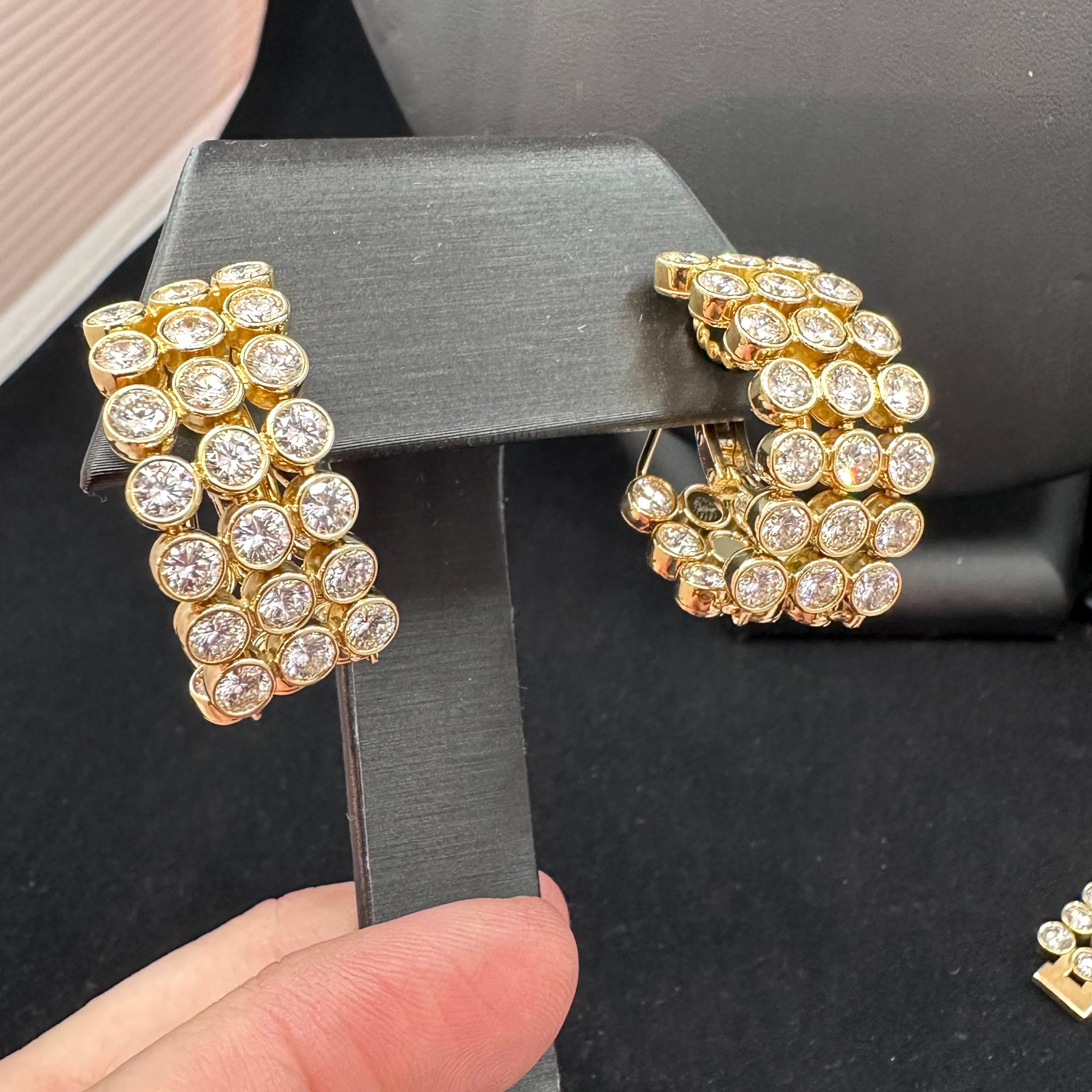 Harry Winston Diamond Necklace Bracelet & Earrings Set 18k Yellow Gold For Sale 4