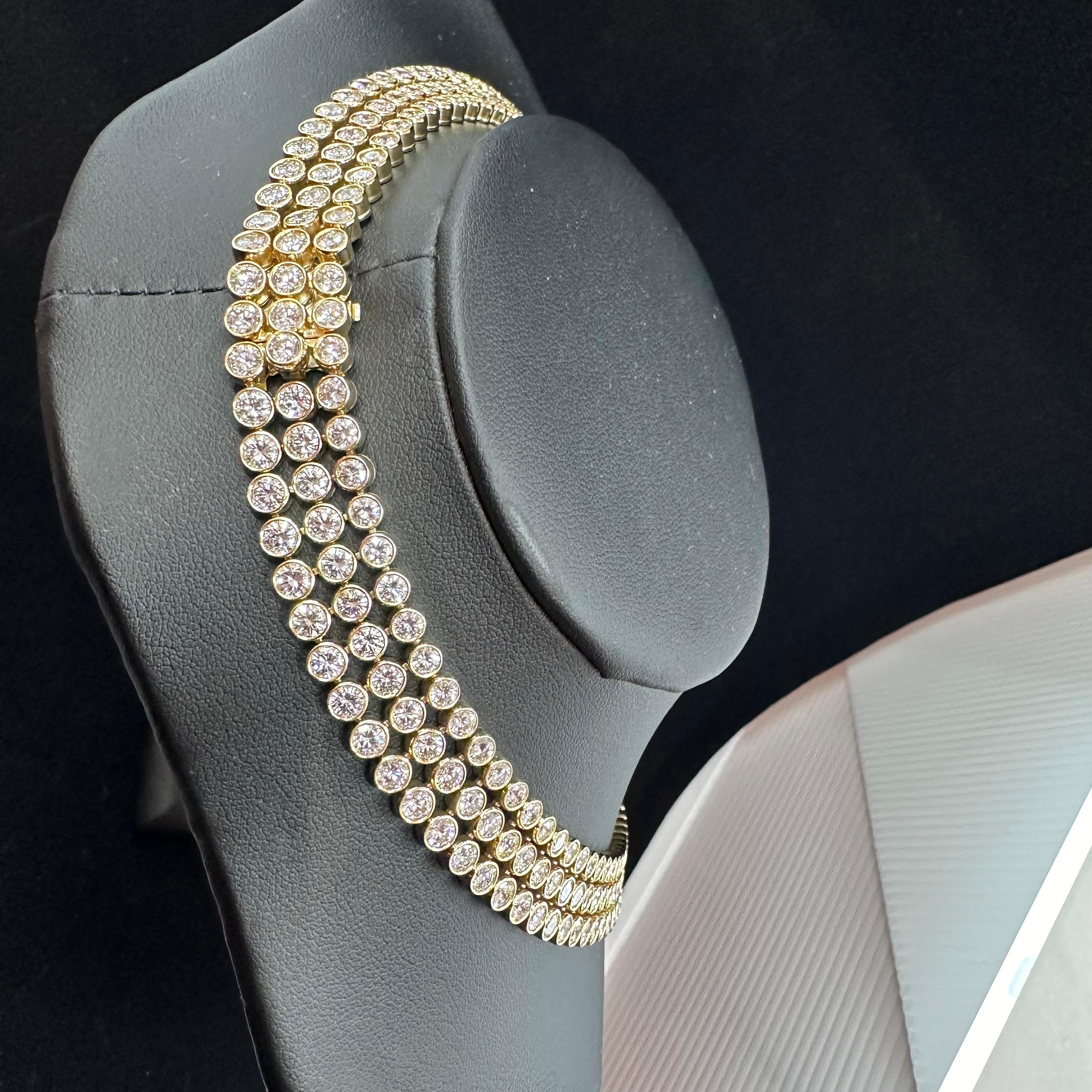 Harry Winston Diamond Necklace Bracelet & Earrings Set 18k Yellow Gold For Sale 5