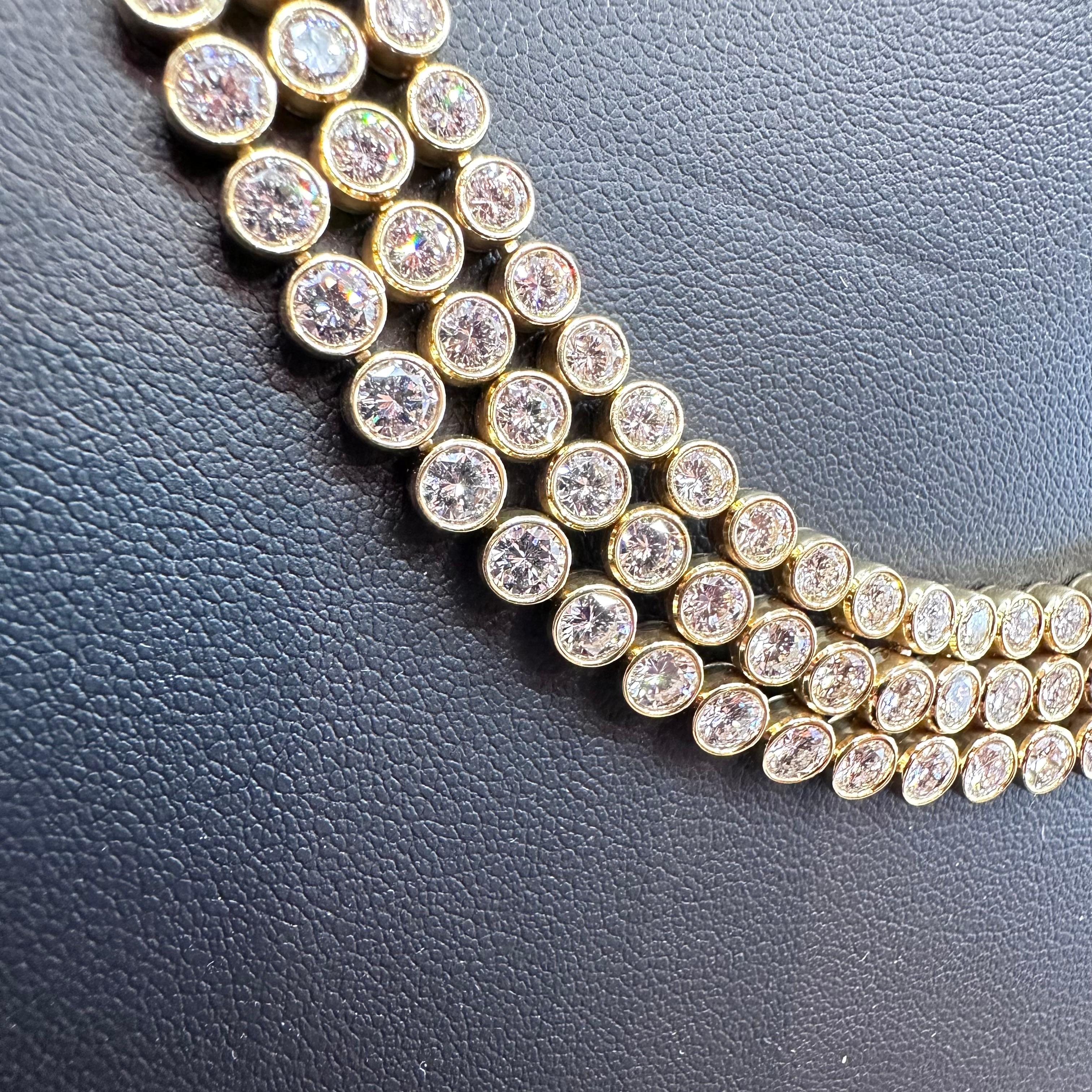 Harry Winston Diamond Necklace Bracelet & Earrings Set 18k Yellow Gold For Sale 7
