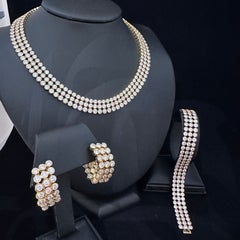 Retro Harry Winston Diamond Necklace Bracelet & Earrings Set 18k Yellow Gold