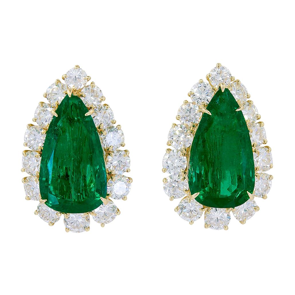 Harry Winston Diamond, Pear-Shaped Emerald Earrings