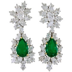 Harry Winston Vintage Colombian Emerald Diamond Earrings