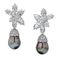 Harry Winston Diamond Pearl Earrings