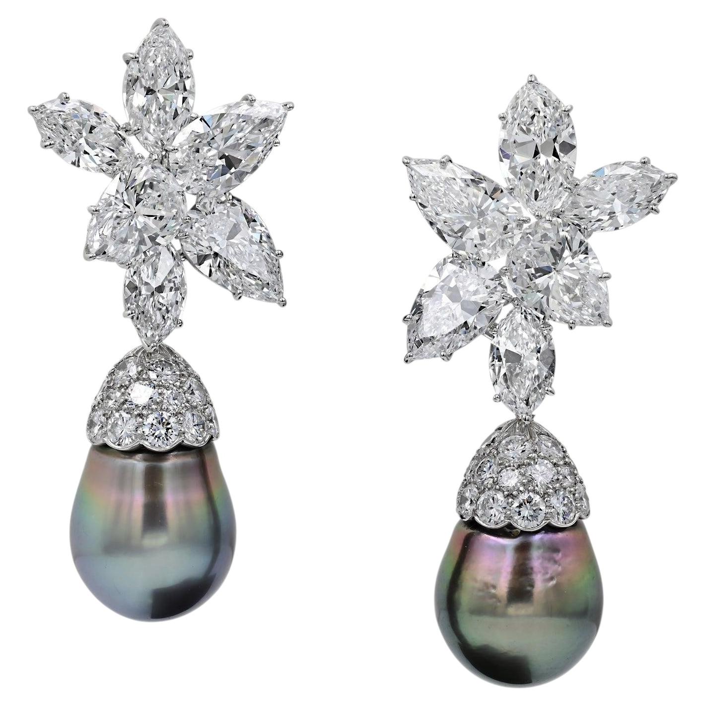 Harry Winston Diamond Pearl Earrings