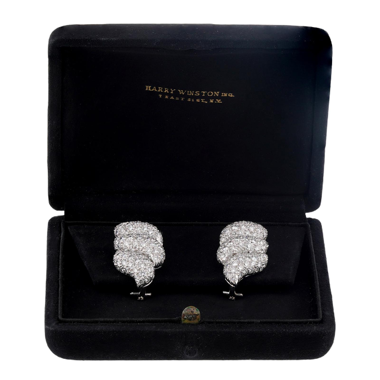 Pendientes HARRY WINSTON de diamantes y platino Corte brillante en venta