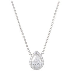 Retro Harry Winston Diamond Platinum Pear Shape Pendant Necklace