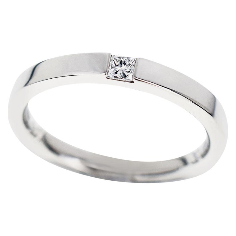 Harry Winston Diamond Platinum Princess Cut Marriage Ring For Sale at