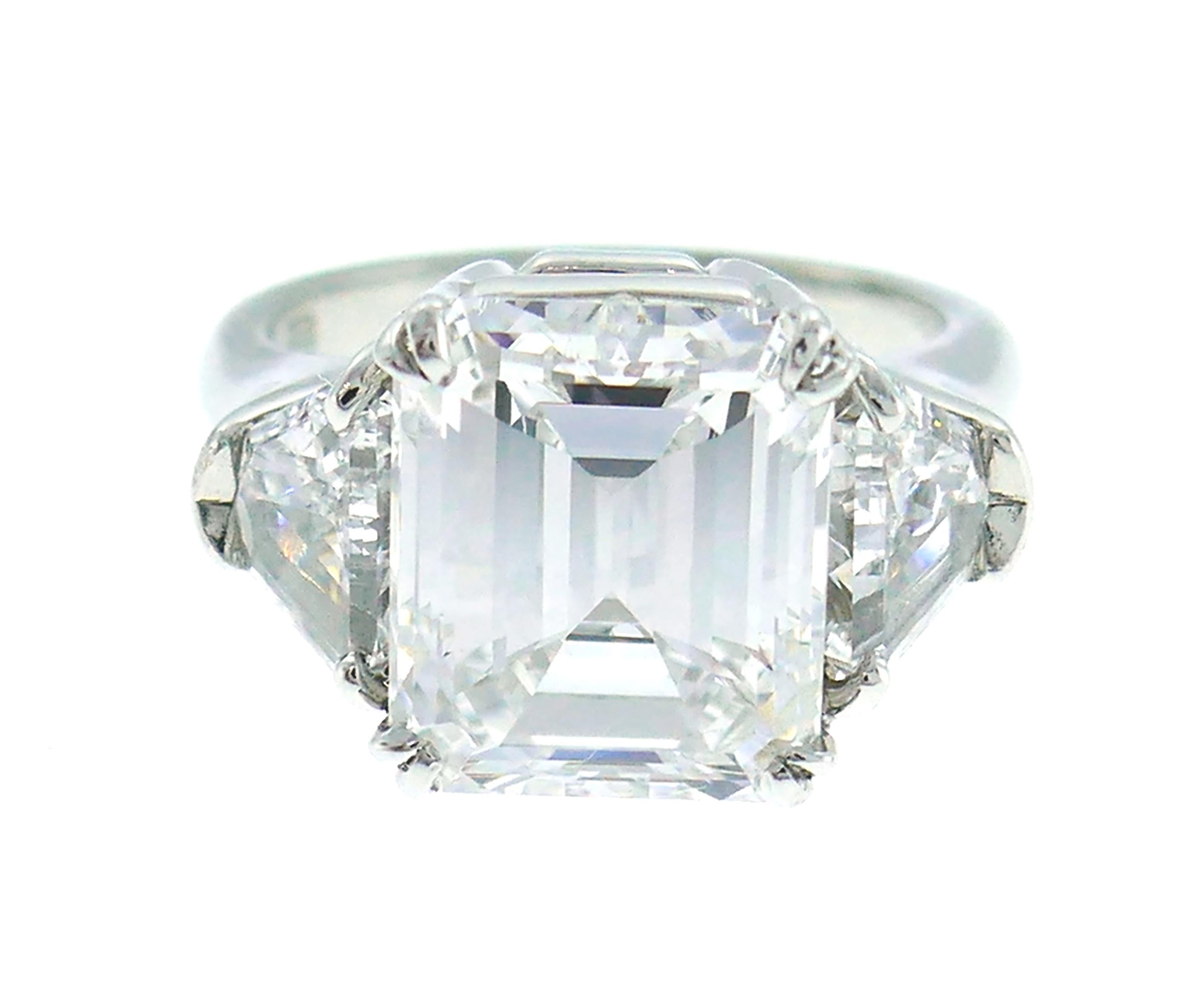 Harry Winston Diamond Platinum Ring 4.03 Carat Emerald Cut E/VS1 GIA For Sale 3