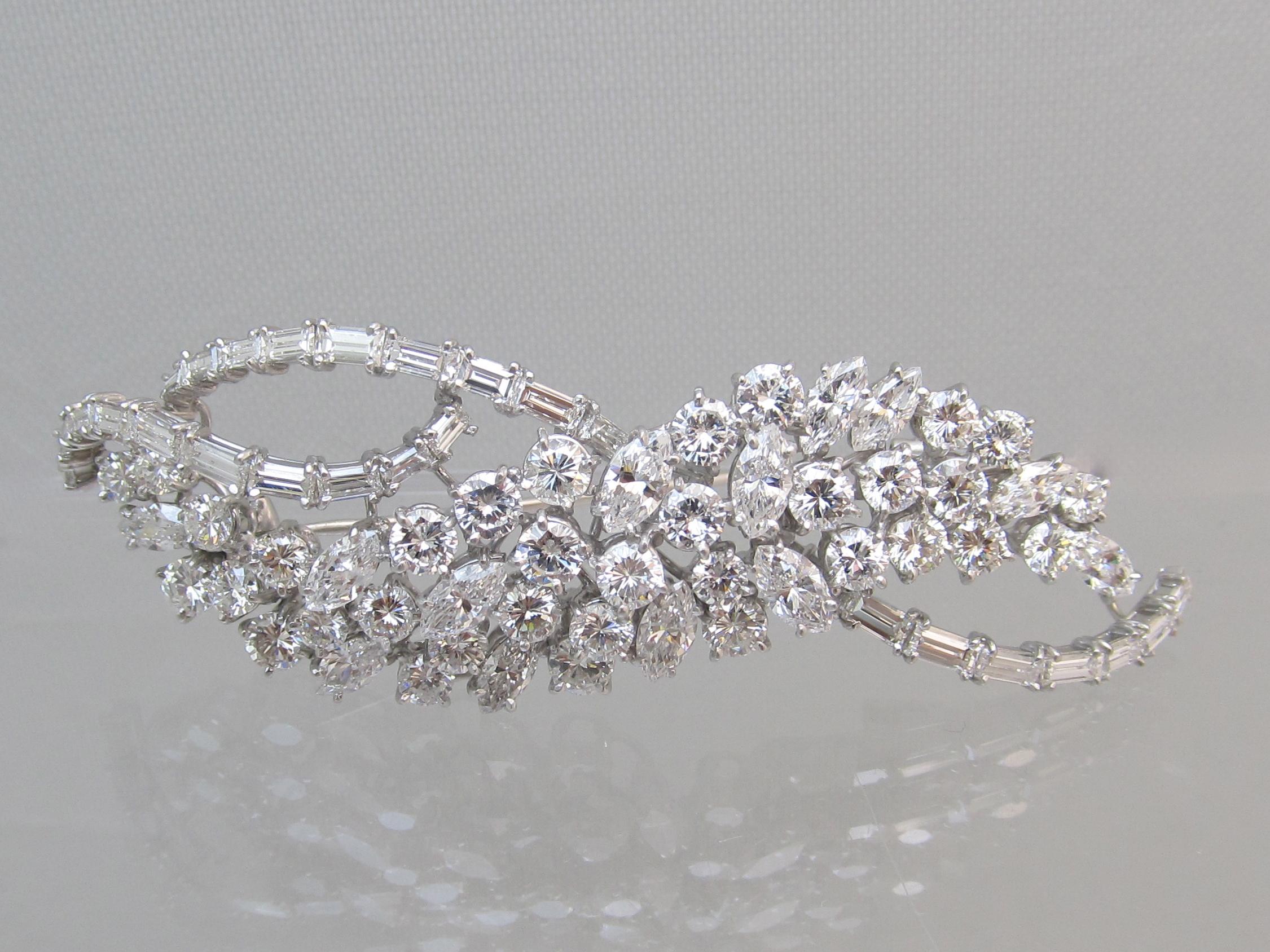 Women's Harry Winston Diamond Platinum Wave Brooch