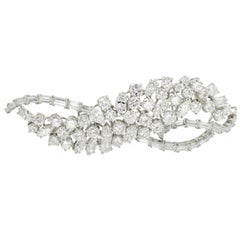 Used Harry Winston Diamond Platinum Wave Brooch